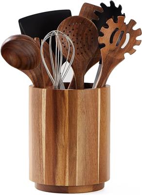 Amazon.com: LOHONER Acacia Wood Utensil Holder for Kitchen Counter, 360° Rotating 7.2 Large Cooking Utensil Holder, Kitchen Utensil Storage Organizer