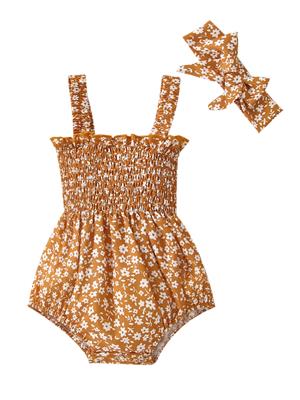 Bagilaanoe Infant Baby Girl Summer Clothes Set 3 6 12 18 Months Sleeveless Flower Print Romper + Bow Headband - Walmart.com