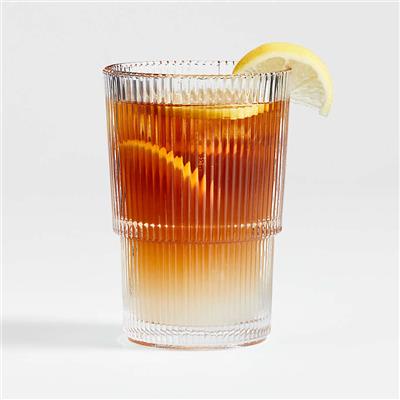 Atwell Stackable Ribbed Highball Glass   Reviews | Crate and Barrel