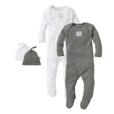 Burts Bees Baby Set of 2 Bee Essentials Solid Footed Coveralls