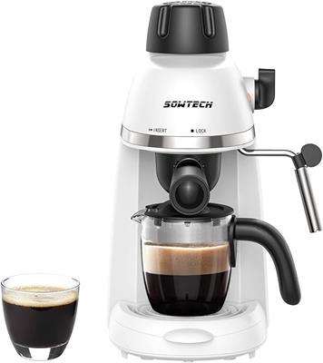 Amazon.com: SOWTECH Espresso Coffee Machine Cappuccino Latte Maker 3.5 Bar 1-4 Cup with Steam Milk Frother White: Home & Kitchen