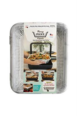 Fancy Panz Classic Pan, Dress Up & Protect Your Foil Pan, Made in USA, Fits Half Size Foil Pans. Hot or Cold Food. Stackable for easy travel. (Marble)