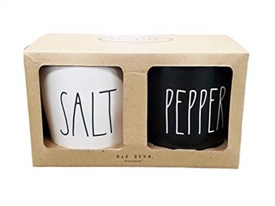 Rae Dunn By Magenta 2 Piece SALT/PEPPER Ceramic LL Salt & Pepper Cellar