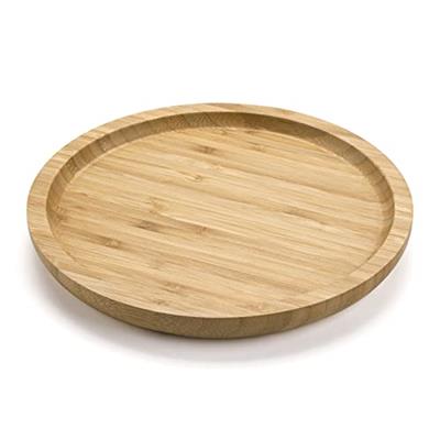 Round Bamboo Tray, Wood Plates, Wooden Serving Platter, Charcuterie Serving Board for Dinning/Coffee Table, 7.9 inch