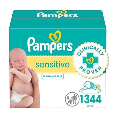 Amazon.com: Pampers Sensitive Baby Wipes, Water Based, Hypoallergenic and Unscented, 16 Flip-Top Packs (1344 Wipes Total) [Packaging May Vary]