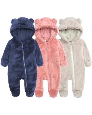 Queen.Y Baby Jumpsuit,Newborn Baby Cute Ear Jumpsuit Warm Romper Hooded Snowsuit Footed Bodysuit Outerwear All in One Coat Outfits : Amazon.co.uk: Fas
