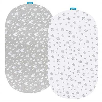 Bassinet Sheets Compatible with Dream On Me Karley (Plus Portable) Bassinet, Chicco LullaGo Portable and ANGELBLISS 3 in 1 Rocking, 2 Pack, 100% Jerse