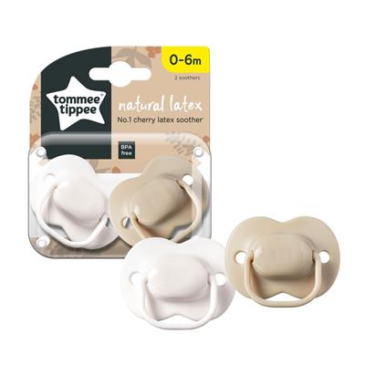 Tommee Tippee Cherry Shaped Latex Soother - 0-6 Months - 2 Pack- White & Beige | Soothers | Baby Bunting AU