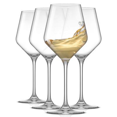 JoyJolt Layla European Crystal Long Stemmed 13.5 oz White Wine Glasses, Set of 4 - 13.5 oz