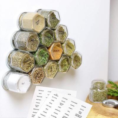 Impresa 15 Pack Magnetic Spice Jars, Hexagon Glass Spice Jars With Magnet Lids, Space Saving Storage, Sticks To Any Metal Surface, Clear : Target