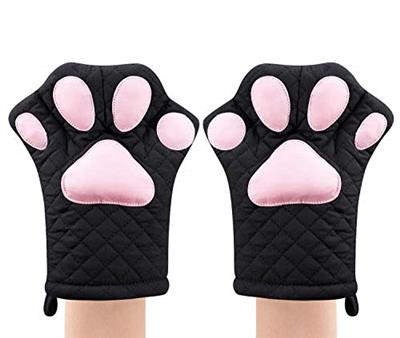 Oven Mitts,Cat Design Heat Resistant Cooking Glove Quilted Cotton Lining- Heat Resistant Pot Holder Gloves for Grilling & Baking Gloves BBQ Oven Glove