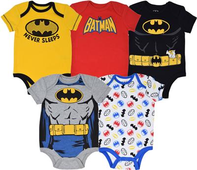 WARNER BROS Justice League DC Comics Batman Newborn Baby Boys 5 Pack Bodysuits Newborn to Infant - Walmart.com