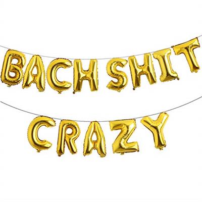 16 inch Bachelorette Party Decorations Bach Shit Crazy Balloons Banner for Hen Party Bridal Shower Engagement Party Decorations (Gold)