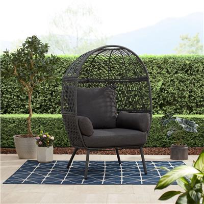 Better Homes & Garden Ventura Steel Stationary Outdoor Wicker Egg Chair, Gray - Walmart.com