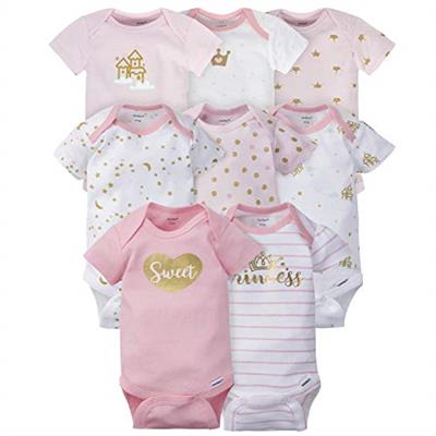 Gerber Baby 8-Pack Short Sleeve Onesies Bodysuits, Castle, 0-3 Months