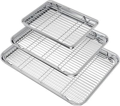 Amazon.com: Wildone Baking Sheet with Rack Set (3 Pans   3 Racks), Stainless Steel Baking Pan Cookie Sheet with Cooling Rack, Non Toxic & Heavy Duty &