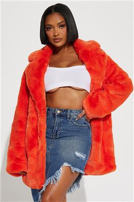 Meet Me Downtown Faux Fur Coat - Orange | Fashion Nova, Jackets & Coats | Fashion Nova