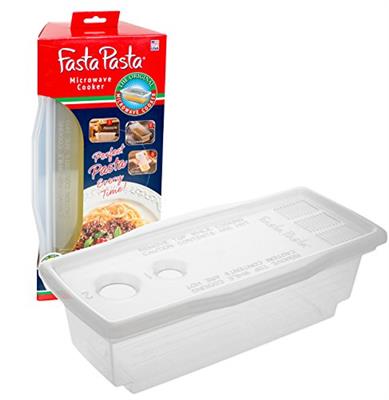 The Original Fasta Pasta Microwave Cooker with Lid & Built-in Strainer-No More Messes, Waiting for Water to Boil, or Sticky Noodles-Perfect Al Dente P