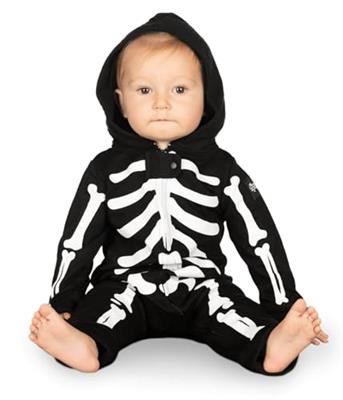 Tipsy Elves Skeleton Halloween Costume Jumpsuit for Young Children Unisex Baby Size 6M