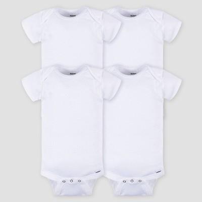 Gerber Baby 4pk Short Sleeve Onesies - White 0-3m : Target