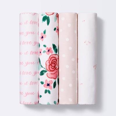 Flannel Baby Blanket In Bloom - Pink - 4pk - Cloud Islandâ„¢ : Target