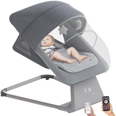 Baby Swings for Infants, Remote Indoor Baby Swing to Toddler, Portable Infant Swing and Bouncer for Baby Boy Girl, Baby Rocker Chair for Newborn with