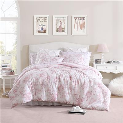 Laura Ashley Delphine Pink Cotton Comforter Reversible Set