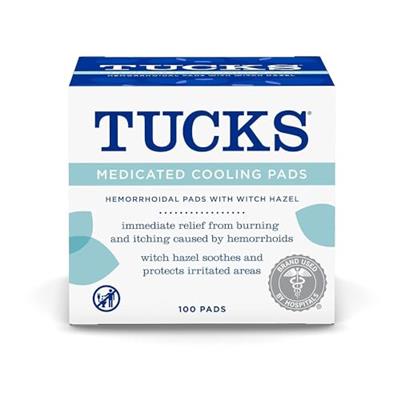 TUCKS Medicated Cooling Pads, 100 Count – Pads with Witch Hazel, Cleanses Sensitive Areas, Protects from Irritation, Hemorrhoid Treatment, Medicated P