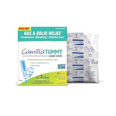 Boiron Camilia Tummy for Colic, Painful Gas, Bloating, & Fussiness- Sterile and Non-Drowsy Liquid Doses - 30 Count