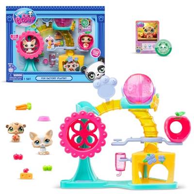 Littlest Pet Shop, Fun Factory Play Set - Gen 7, Pets #69 & #68, Authentic LPS Bobble Head Figure, Collectible Imagination Toy Animal, Kidults, Girls,