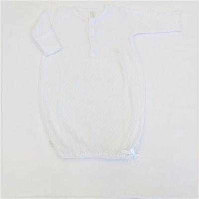 Paty White Button Down Sack Infant Gown