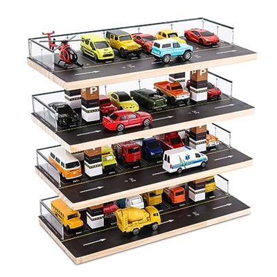 Saichotoy Hot Wheels & Matchbox Display Case, 1/64 Scale Diecast Toy Car Storage, Parking Garage Diorama - Freestanding Storage with 4 Levels 24 Spots