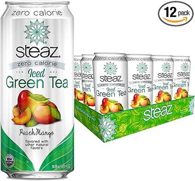 Amazon.com: Steaz Organic Zero Calorie Iced Green Tea, Peach Mango, 16 OZ (Pack of 12) : Grocery & Gourmet Food
