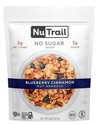 Amazon.com: NuTrail Nut Granola Cereal, Blueberry Cinnamon, No Sugar Added, Keto, Low Carb, Gluten Free, Grain Free, Healthy Breakfast 8 oz. 1 Count