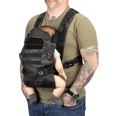 Amazon.com : TBG - Mens Tactical Baby Carrier for Infants and Toddlers 8-33 lbs - Compact (Black Camo) : Baby