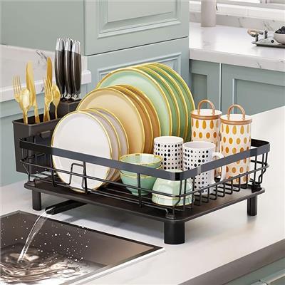 Amazon.com - AIDERLY Iron Dish Drying Rack with Drainboard Dish Drainers for Kitchen Counter Sink Adjustable Spout Dish Strainers with Utensil Holder