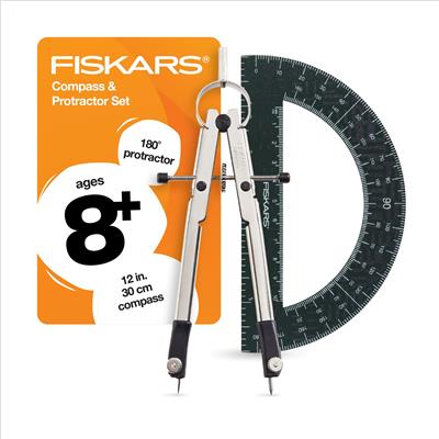 Fiskars 12-inch Metal Compass with 180-Degree Protractor, School Math Supplies, Black (1-Pack) - Walmart.com