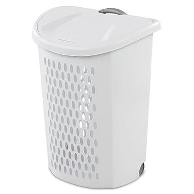 DayGo Ultra Wheeled Design Clothes Laundry Basket, Mind Reader Basket Collection,135 Liter（20 1/8 x 15 3/8 x 26 3/4）Capacity, Laundry Hamper White