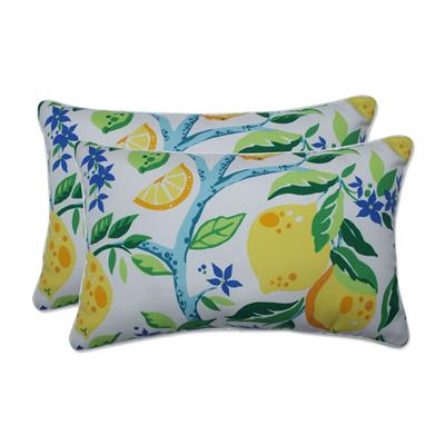 Pillow Perfect Outdoor | Indoor Lemon Tree Yellow Rectangular Throw Pillow (Set of 2) 18.5 X 11.5 X
