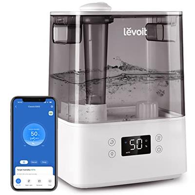 LEVOIT Smart Humidifiers for Bedroom Large Room Home,(6L) Cool Mist Top Fill Essential Oil Diffuser for Baby & Plants,Smart App & Voice Control, Rapid