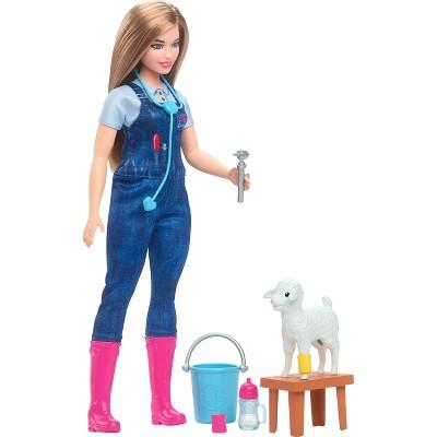 Barbie 65th Anniversary Careers Farm Vet Doll & 10 Accessories Including Lamb With Moving Ears : Target