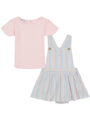 Calvin Klein Pink and Blue Stripe Skirtall Set