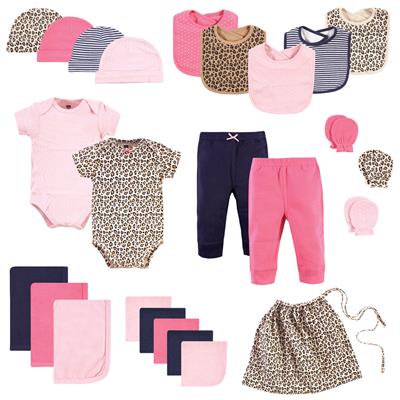 Hudson Baby Layette Start Set Baby Shower Gift 25 Piece, Prints Leopard, 0-6 Months
