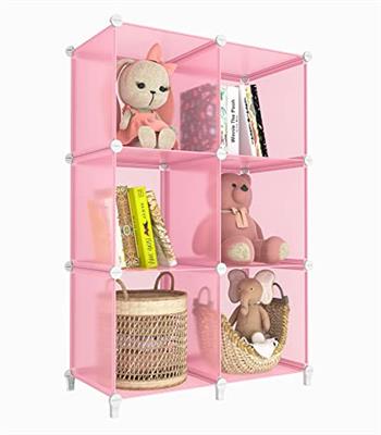 HOMIDEC 6-Cube Storage Shelf, Storage Bookcase Bookshelf with Metal Hammer, Storage Cubes Organizer Cabinet for Kids, Closet, Bedroom, Bathroom, (11.8