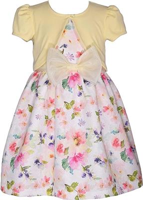 Bonnie Baby Yellow Floral Dress with Bow