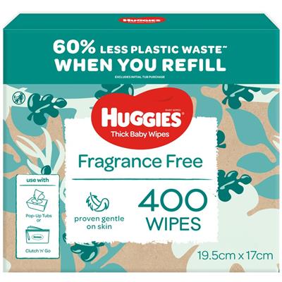 Huggies Thick Baby Wipes Fragrance Free 400 Pack | BIG W