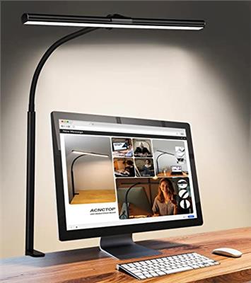 ACNCTOP LED Desk Lamp for Office Home - Eye-Caring Architect Task Lamp 25 Lighting Modes Adjustable Flexible Gooseneck Clamp Light for Workbench Draft