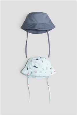 2-pack Cotton Sun Hats - Navy blue/marine life -Kids | H&M CA