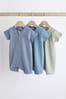 Buy Blue Two Way Zip Baby Rompers 3 Pack (0mths-3yrs) from the Next UK online shop