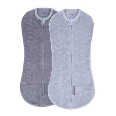 Swaddleme By Ingenuity Pod Swaddle Wrap In Velboa - Clouds & Stars - Newborn - 0-2 Months - 2pk : Target